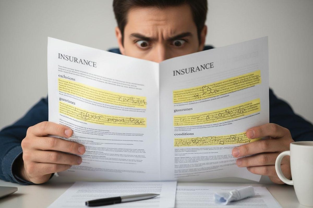 Une personne lit les clauses de son assurance